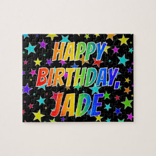 Quebra-cabeça "JADE" Primeiro Nome, Diversão "FELIZ ANIVERSÁRI