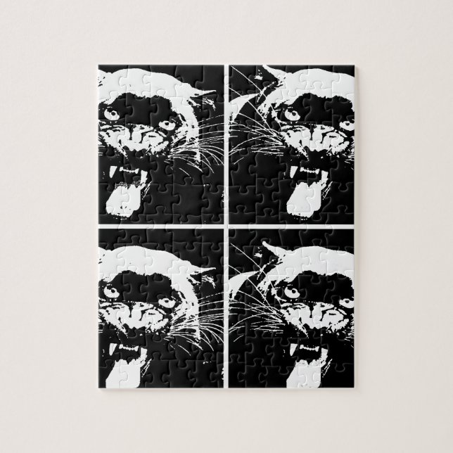 Quebra-cabeça Jaguar Preto e Branco (Vertical)