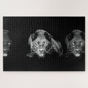 Quebra-cabeça Jaguar Preto e Branco - Animais Selvagens - Gatos 