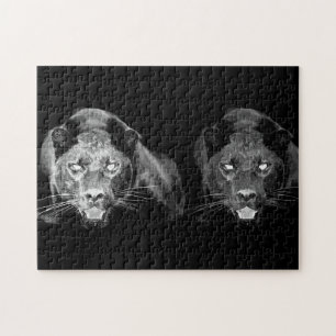 Quebra-cabeça Jaguar Preto e Branco - Animais Selvagens - Gatos 