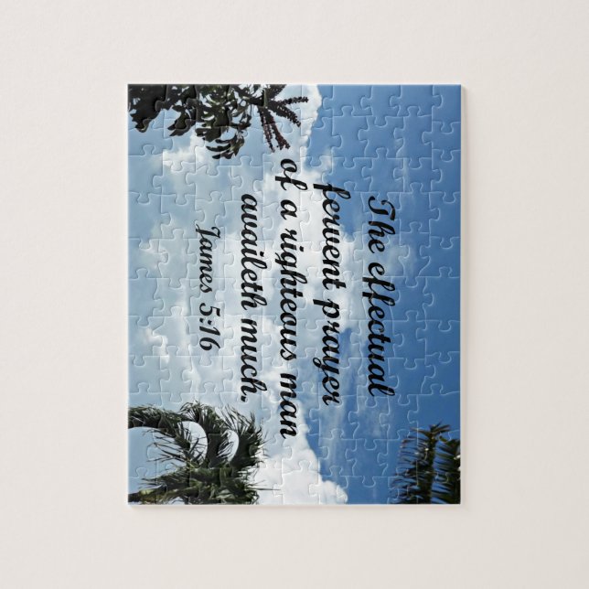 Quebra-cabeça James 5:16 A oração fervorosa de (Vertical)