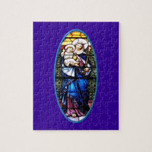 Quebra-cabeça Janela de vidro manchada por Jesus e Maria