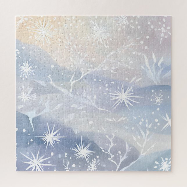 Quebra-cabeça Janela Geada | Bela Cena de Inverno Nevando (Vertical)