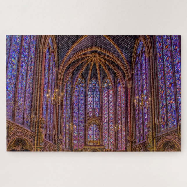 Quebra-cabeça Janelas de vidro manchadas em Sainte-Chapelle, Par (Horizontal)