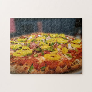 Quebra-cabeça Jantar de Pizza Criativa Comida Italiana Pimentões