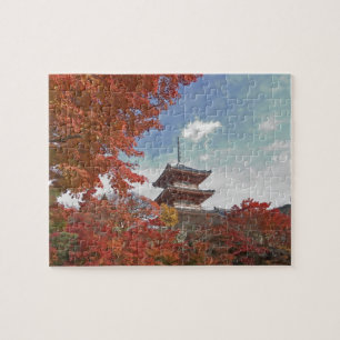 Quebra-cabeça Japão, Quioto, Pagode em cores de outono