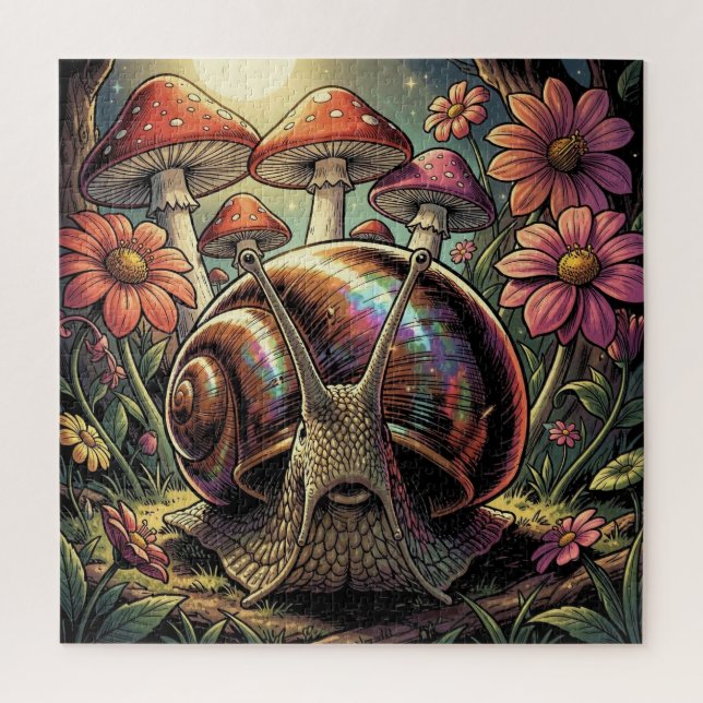 Quebra-cabeça Jardim Caprichoso de Caracol e Cogumelo Cósmico (Vertical)