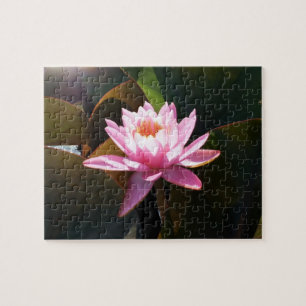 Quebra-cabeça Jardim de Água Floral Rosa-Rosa Solha