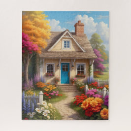 Quebra-cabeça Jardim de Casa Aconchegante com Porta Azul