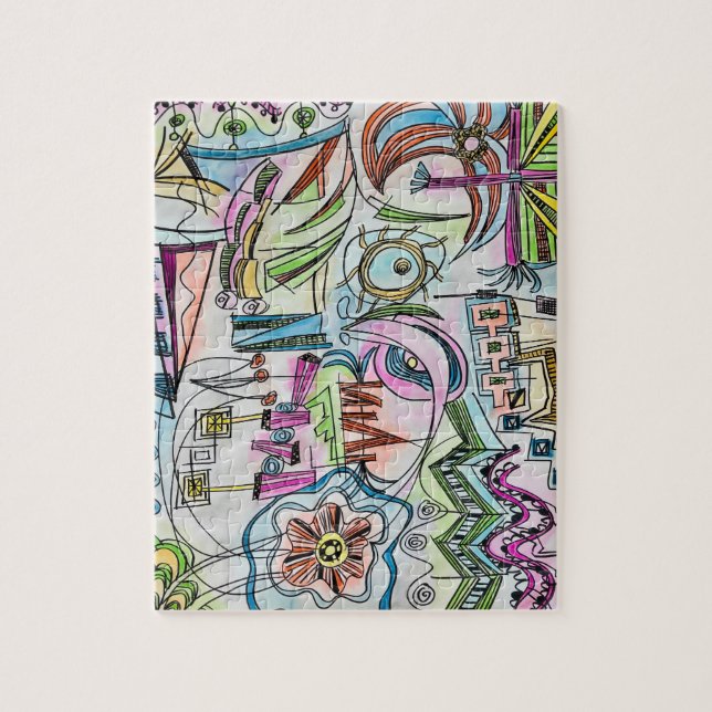 Quebra-cabeça Jardim de Fadas - Arte em Aquarela Abstrata Pintad (Vertical)