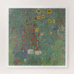 Quebra-cabeça Jardim de fazenda com Girassóis Gustav Klimt<br><div class="desc">Personalize a cor da borda conforme desejado. Jardim de fazenda com Sunflower 1907.</div>