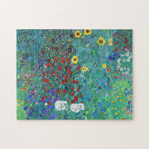 Quebra-cabeça Jardim de fazenda com girassóis, Gustav Klimt