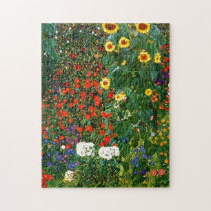 Quebra-cabeça Jardim de fazenda com girassóis por Gustav Klimt