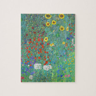 Quebra-cabeça Jardim de fazenda com girassóis por Gustav Klimt