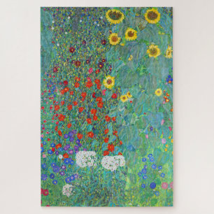 Quebra-cabeça Jardim de fazenda com girassóis por Gustav Klimt