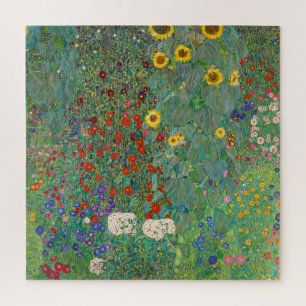 Quebra-cabeça Jardim de fazenda com girassóis por Gustav Klimt