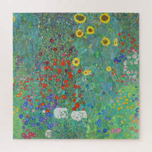 Quebra-cabeça Jardim de fazenda com girassóis por Gustav Klimt