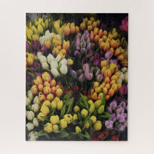 Quebra-cabeça Jardim de Flor de Tulipas Coloridas em Sangue, Dur