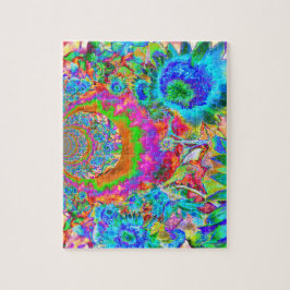 Quebra-cabeça Jardim de flores azuis, cor-de-rosa-abstrato, eleg