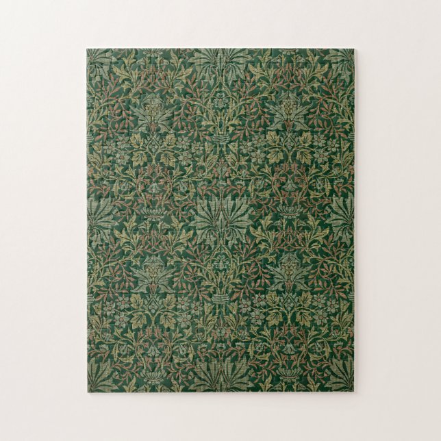 Quebra-cabeça Jardim de Flores de William Morris - Verdes (Vertical)