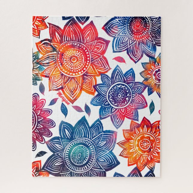 Quebra-cabeça Jardim de Mandala - Presente de Boho Vibrante (Vertical)
