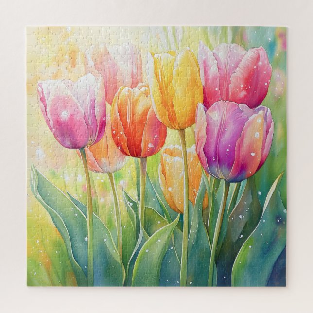 Quebra-cabeça Jardim de Tulipas de Primavera de Aquecedora (Vertical)