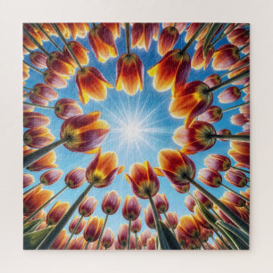 Quebra-cabeça Jardim De Tulipas Neerlandês Ao Sol