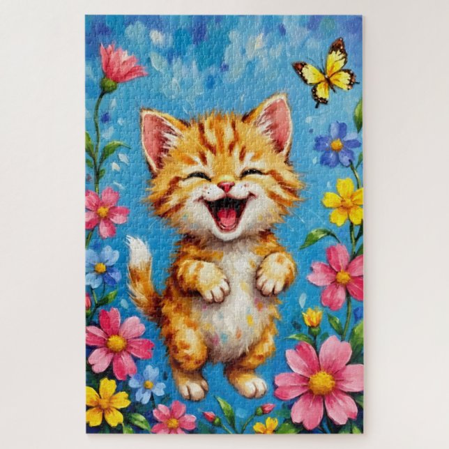 Quebra-cabeça Jardim do Gatinho Feliz (Vertical)