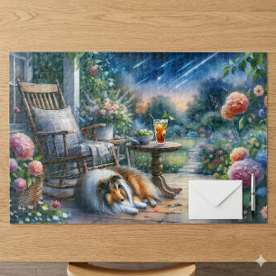 Quebra-cabeça Jardim Estrelado Varanda Abrigo Sheltie Sonho