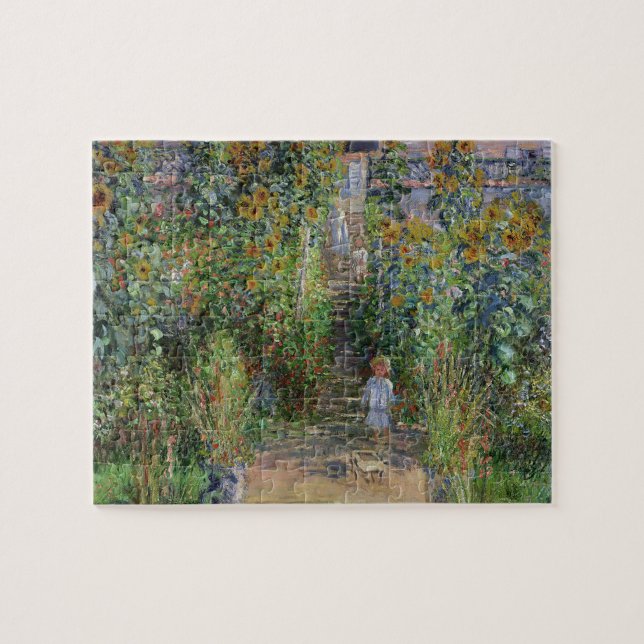 Quebra-cabeça Jardim Monet Vetheuil Pintura Impressionista de Fl (Horizontal)