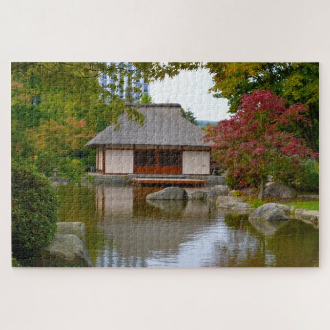 Quebra-cabeça Jardim Zen Japonês  Hamburgo Alemanha. (Horizontal)