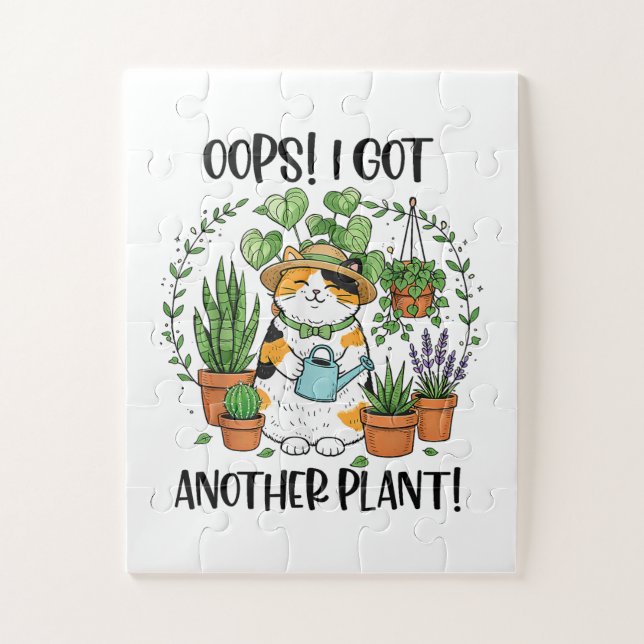 Quebra-cabeça Jardinagem Plantio Gato Oops Peguei Outra Planta (Vertical)