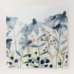 Quebra-cabeça Jardins Camadas - Flores de Cores Aquáticas