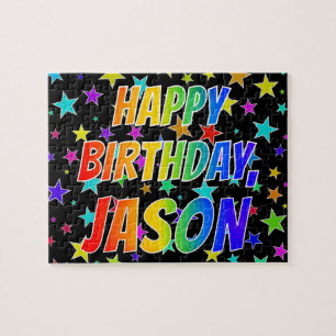Quebra-cabeça "JASON" Primeiro Nome, Diversão "FELIZ ANIVERSÁR