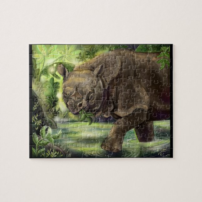 Quebra-cabeça Javan Rhino Art (Horizontal)