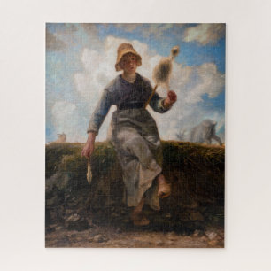 Quebra-cabeça Jean-Francois Millet - The Spinner Girl