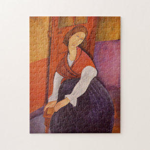 Quebra-cabeça Jeanne Hebuterne Em Um Saco Vermelho Por Modiglian
