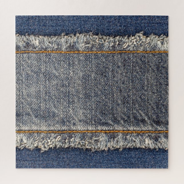 Quebra-cabeça Jeans Azuis Denim: Patch Duplo Casual (Vertical)