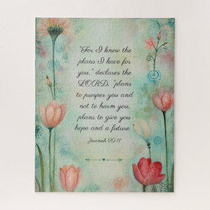 Quebra-cabeça Jeremias 29:11 Versículo Bíblico Aquarela Floral