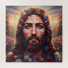 Quebra-cabeça Jesus Christ Floral Rose Mosaic Spiritual Puzzle