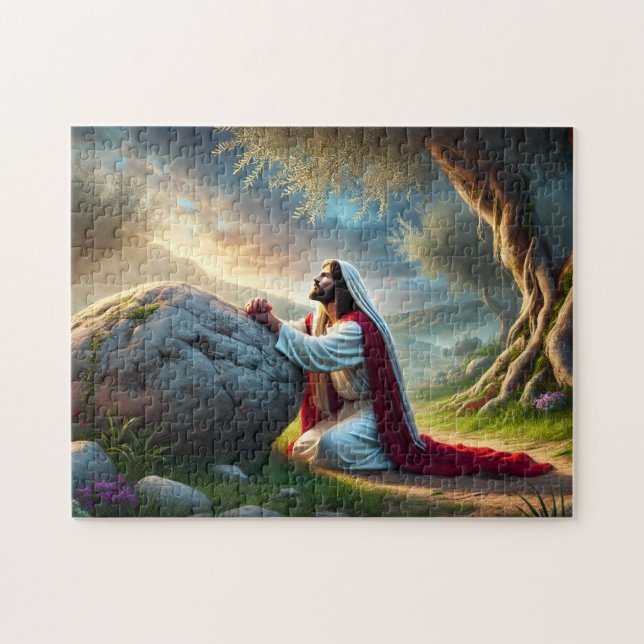 Quebra-cabeça Jesus Christ Gethsemane Prayer Christian Garden (Horizontal)