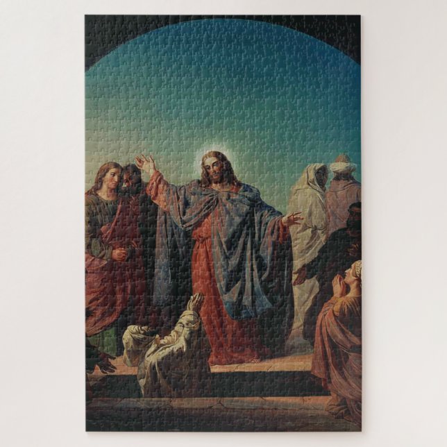 Quebra-cabeça Jesus Desperta Lázaro por Robert Wilhelm Ekman  (Vertical)