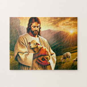 Quebra-cabeça Jesus e o Cordeiro Conforto Divino Cristão