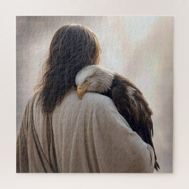 Quebra-cabeça Jesus segurando uma águia-careca doente (Vertical)
