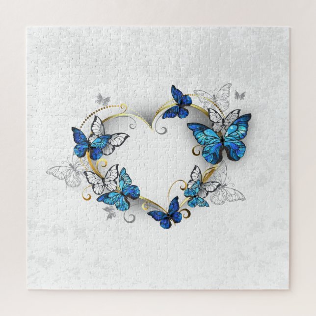 Quebra-cabeça Jewelry Heart with Butterflies Morpho (Vertical)