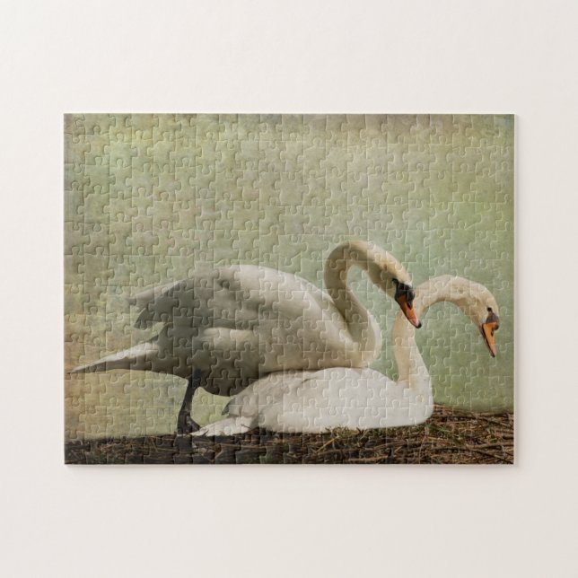 QUEBRA-CABEÇA JIGSAW PUZZLE-NESTING SWANS (Horizontal)