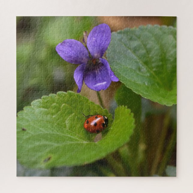Quebra-cabeça Joaninha em Flores de Violeta Doce (Vertical)