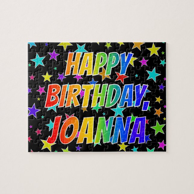 Quebra-cabeça "JOANNA" Primeiro Nome, Diversão "FELIZ ANIVERSÁRI (Horizontal)
