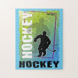 Quebra-cabeça Jogador Colorido de Hóquei em Abstrato