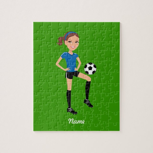 Quebra-cabeça Jogador de futebol da menina personalizado (Vertical)